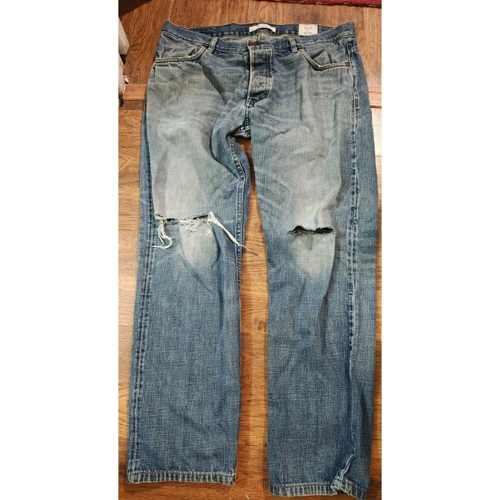 Billy Reid Slim Cut MSL-ALA Selvedge Button Fly Denim Distressed Jeans 36X30